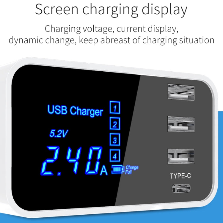 CDA30 20W 3 พอร์ต USB พอร์ต USB-C / Type-C เครื่องชาร์จมัลติฟังก์ชั่นพร้อมจอแสดงผล LED, ปลั๊ก US, US Plug