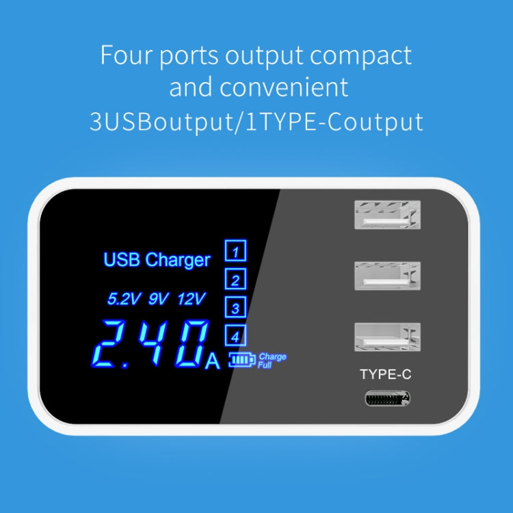 CDA30 20W 3 พอร์ต USB พอร์ต USB-C / Type-C เครื่องชาร์จมัลติฟังก์ชั่นพร้อมจอแสดงผล LED, ปลั๊ก US, US Plug