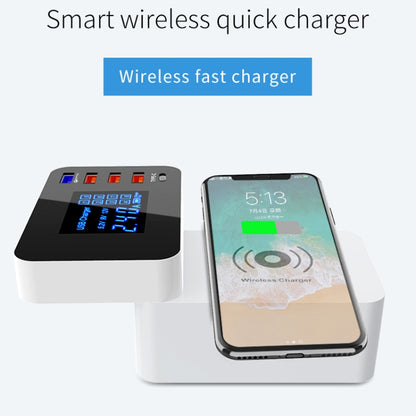 CDA33QW 40W QC 3.0 พอร์ต USB + 3 พอร์ต USB + พอร์ต USB-C / Type-C + การชาร์จแบบไร้สายเครื่องชาร์จแบบพับได้อเนกประสงค์พร้อมจอแสดงผล LED, ปลั๊ก UK, UK Plug