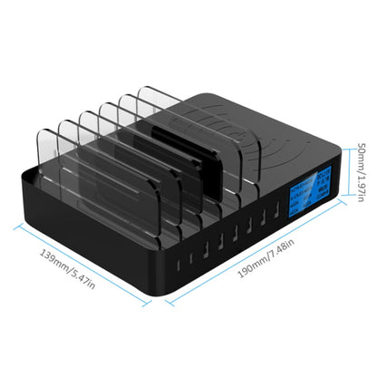 พอร์ต USB 50W 6 พอร์ต + พอร์ต USB-C / Type-C 2 พอร์ต + เครื่องชาร์จมัลติฟังก์ชั่นการชาร์จไร้สายพร้อมจอแสดงผล LED และฝาที่ถอดออกได้, ปลั๊ก EU, EU Plug