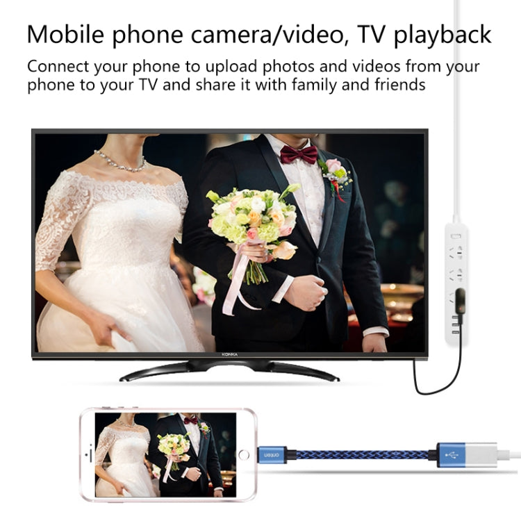 Onten 7562 USB Female to HDMI Phone to HDTV Adapter Cable สำหรับ iPhone / Android