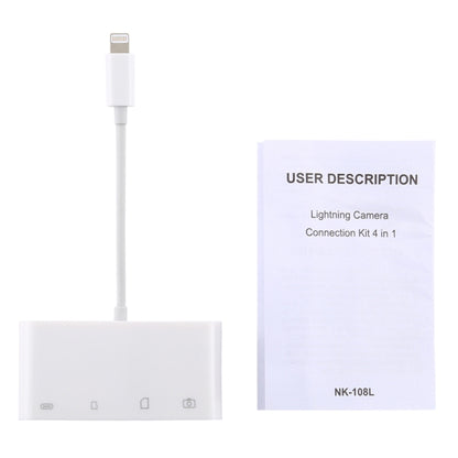 NK-108L 8 Pin to USB + TF Card + SD Card Camera Reader Adapter เข้ากันได้กับ IOS 9.1 และระบบข้างต้น, NK-108L