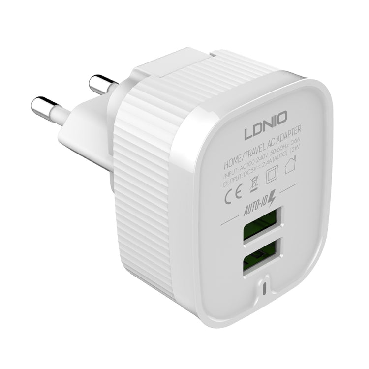 LDNIO A201 2.4A Dual USB หัวชาร์จ Travel ชาร์จโดยตรงโทรศัพท์มือถือ Adapter Charger พร้อม Micro USB Data Cable, Micro USB