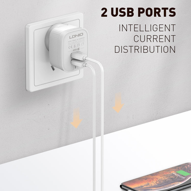 LDNIO A201 2.4A Dual USB หัวชาร์จ Travel ชาร์จโดยตรงโทรศัพท์มือถือ Adapter Charger พร้อม Micro USB Data Cable, Micro USB