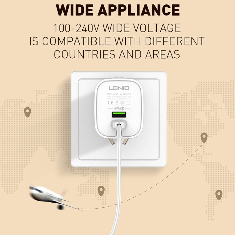 LDNIO A201 2.4A Dual USB หัวชาร์จ Travel ชาร์จโดยตรงโทรศัพท์มือถือ Adapter Charger พร้อม Micro USB Data Cable, Micro USB