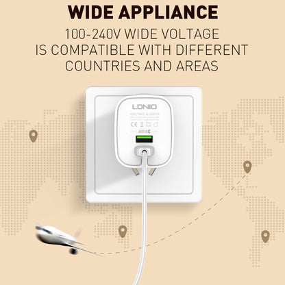 LDNIO A201 2.4A Dual USB หัวชาร์จ Travel ชาร์จโดยตรงโทรศัพท์มือถือ Adapter Charger พร้อม Micro USB Data Cable, Micro USB