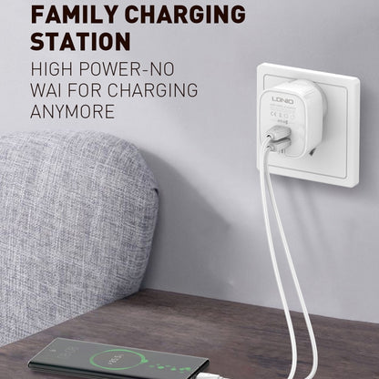 LDNIO A201 2.4A Dual USB หัวชาร์จ Travel ชาร์จโดยตรงโทรศัพท์มือถือ Adapter Charger พร้อม Micro USB Data Cable, Micro USB