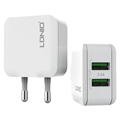 LDNIO A2201 2.4A Dual USB หัวชาร์จ Travel ชาร์จโดยตรงโทรศัพท์มือถือ Adapter Charger พร้อม Type-C Data Cable, Type-C