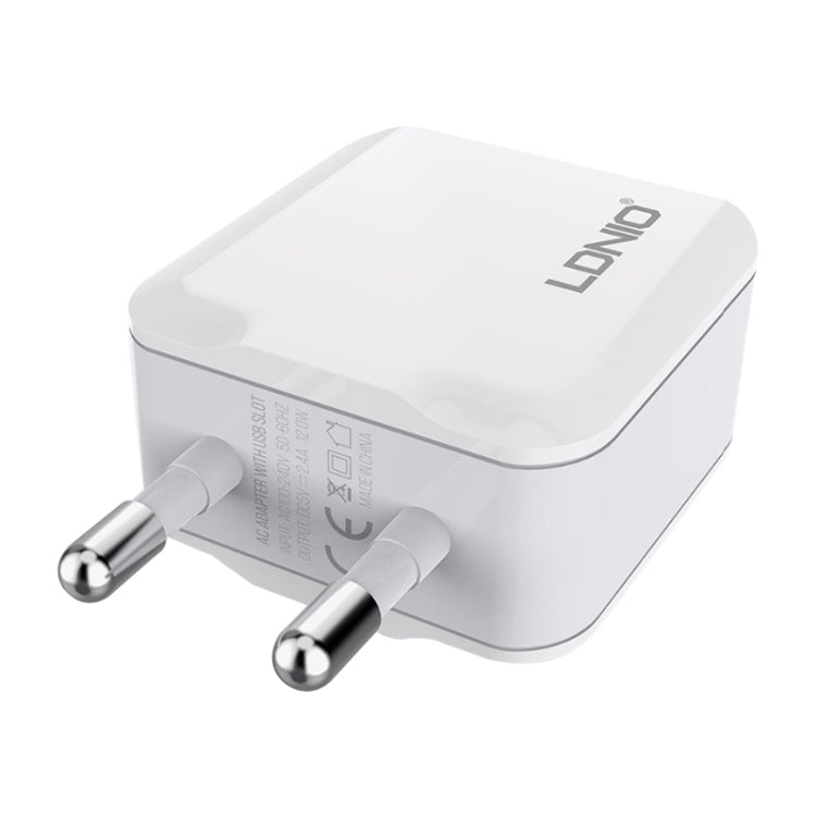 LDNIO A2201 2.4A Dual USB หัวชาร์จ Travel ชาร์จโดยตรงโทรศัพท์มือถือ Adapter Charger พร้อม Type-C Data Cable, Type-C