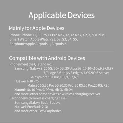 Z5A QI แท่นชาร์จไร้สายแม่เหล็กแนวตั้งสำหรับโทรศัพท์มือถือและนาฬิกา Apple & AirPods / Samsung Galaxy Buds / Huawei Free Buds พร้อมไฟวงแหวนสัมผัส, Z5A