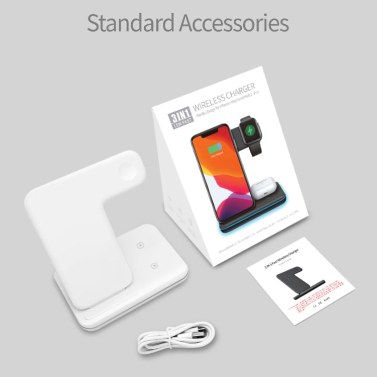 Z5A QI แท่นชาร์จไร้สายแม่เหล็กแนวตั้งสำหรับโทรศัพท์มือถือและนาฬิกา Apple & AirPods / Samsung Galaxy Buds / Huawei Free Buds พร้อมไฟวงแหวนสัมผัส, Z5A