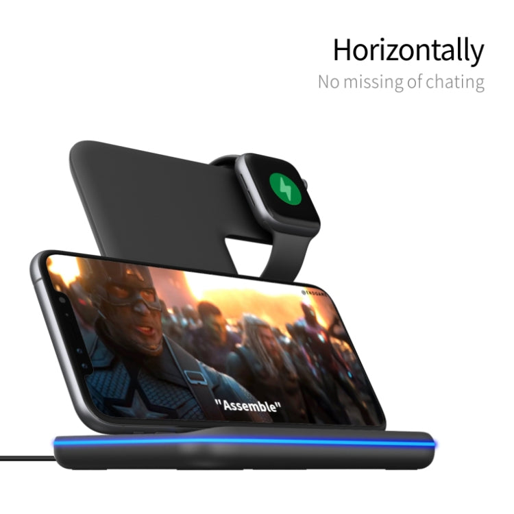Z5A QI แท่นชาร์จไร้สายแม่เหล็กแนวตั้งสำหรับโทรศัพท์มือถือและนาฬิกา Apple & AirPods / Samsung Galaxy Buds / Huawei Free Buds พร้อมไฟวงแหวนสัมผัส, Z5A