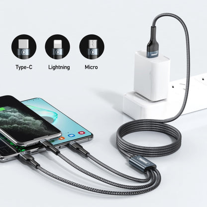 REMAX RC-070TH 1.2 ม. 2A 3 in 1 USB to 8 Pin & USB-C / Type-C & สายชาร์จ Micro USB