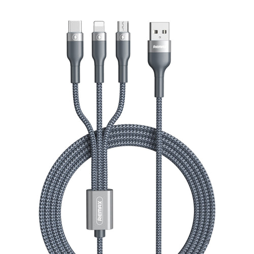 REMAX RC-070TH 1.2 ม. 2A 3 in 1 USB to 8 Pin & USB-C / Type-C & สายชาร์จ Micro USB