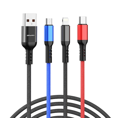 awei CL-971 3 in 1 1.2m 2.4A USB to 8 Pin + Micro USB + USB-C / Type-C สายชาร์จหลายแบบ