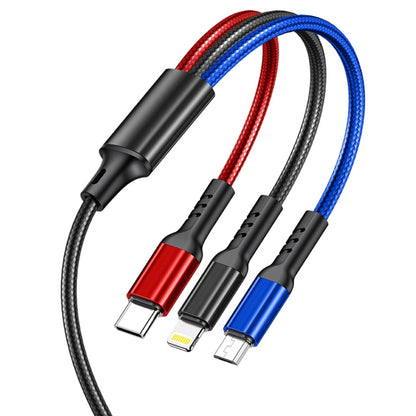 awei CL-971 3 in 1 1.2m 2.4A USB to 8 Pin + Micro USB + USB-C / Type-C สายชาร์จหลายแบบ