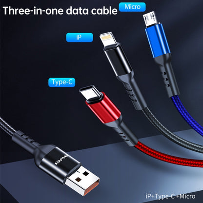 awei CL-971 3 in 1 1.2m 2.4A USB to 8 Pin + Micro USB + USB-C / Type-C สายชาร์จหลายแบบ