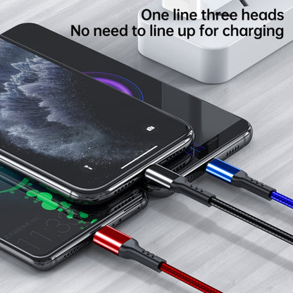 awei CL-971 3 in 1 1.2m 2.4A USB to 8 Pin + Micro USB + USB-C / Type-C สายชาร์จหลายแบบ