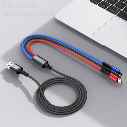 awei CL-971 3 in 1 1.2m 2.4A USB to 8 Pin + Micro USB + USB-C / Type-C สายชาร์จหลายแบบ