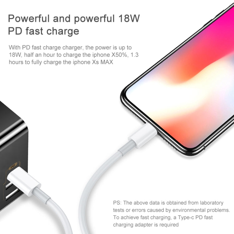 AWEI CL-68 3A Type-C / USB-C ถึง 8 Pin PD สายเคเบิลข้อมูลการชาร์จอย่างรวดเร็ว ความยาว: 1 ม.