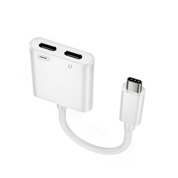 FT_AC42 2 in 1 18W PD USB-C / Type-C ชายเป็น USB-C / Type-C เสียง + USB-C / Type-C ชาร์จอะแดปเตอร์เสียงหญิง