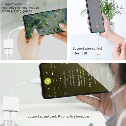 FT_AC42 2 in 1 18W PD USB-C / Type-C ชายเป็น USB-C / Type-C เสียง + USB-C / Type-C ชาร์จอะแดปเตอร์เสียงหญิง