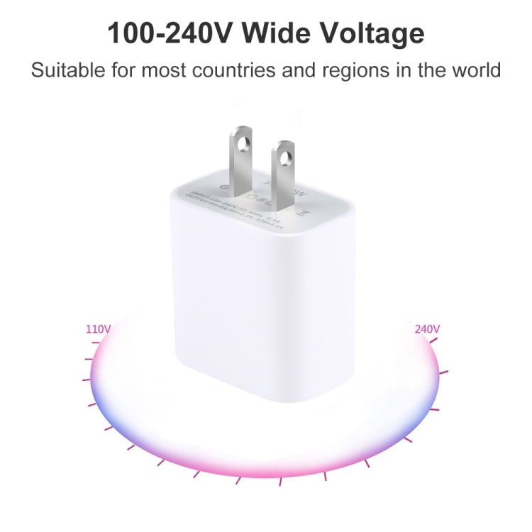 PD 20W เครื่องชาร์จสำหรับเดินทางอินเทอร์เฟซ USB-C / Type-C เดี่ยว, ปลั๊ก US, 20W US Plug
