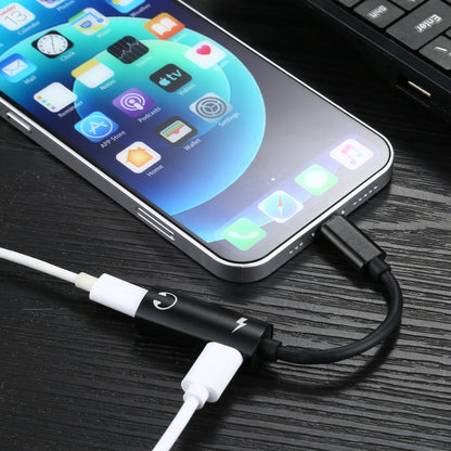 2 in 1 8 Pin Male to Dual 8 Pin Female ชาร์จและฟังเพลงอะแดปเตอร์หูฟังเสียงเข้ากันได้กับระบบ IOS ทั้งหมด