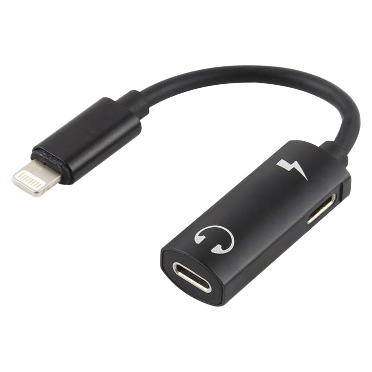 2 in 1 8 Pin Male to Dual 8 Pin Female ชาร์จและฟังเพลงอะแดปเตอร์หูฟังเสียงเข้ากันได้กับระบบ IOS ทั้งหมด