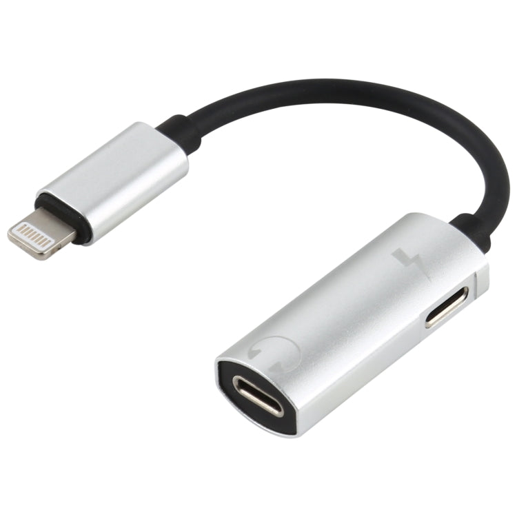 2 in 1 8 Pin Male to Dual 8 Pin Female ชาร์จและฟังเพลงอะแดปเตอร์หูฟังเสียงเข้ากันได้กับระบบ IOS ทั้งหมด