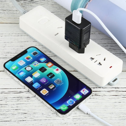 LZ-728 2 in 1 18W QC 3.0 USB Interface Travel Charger ชุดสายเคเบิลข้อมูล USB ถึง 8 Pin, ปลั๊ก EU, ความยาวสายเคเบิล: 1 ม., with 8 Pin Cable