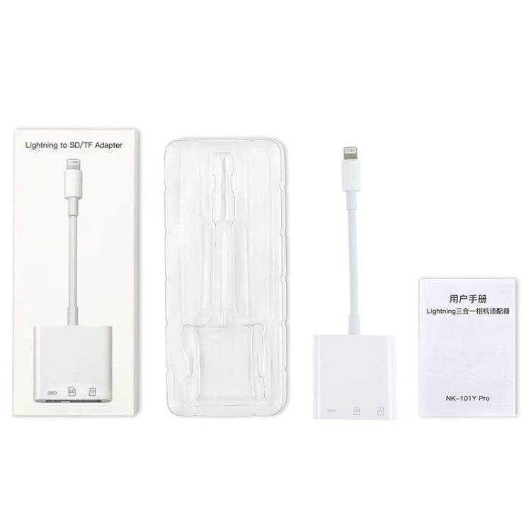 NK-101Y Pro 8 Pin to 8 Pin + SD + TF พอร์ต 3 ใน 1 อะแดปเตอร์สำหรับอ่านกล้อง