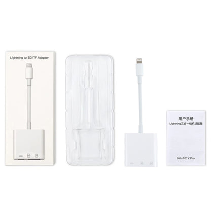 NK-101Y Pro 8 Pin to 8 Pin + SD + TF พอร์ต 3 ใน 1 อะแดปเตอร์สำหรับอ่านกล้อง