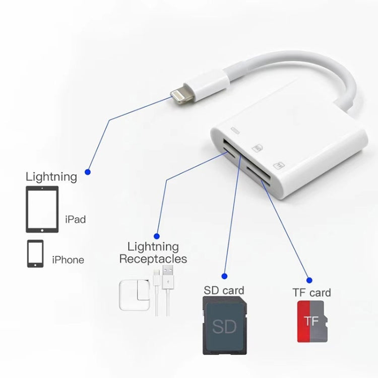 NK-101Y Pro 8 Pin to 8 Pin + SD + TF พอร์ต 3 ใน 1 อะแดปเตอร์สำหรับอ่านกล้อง