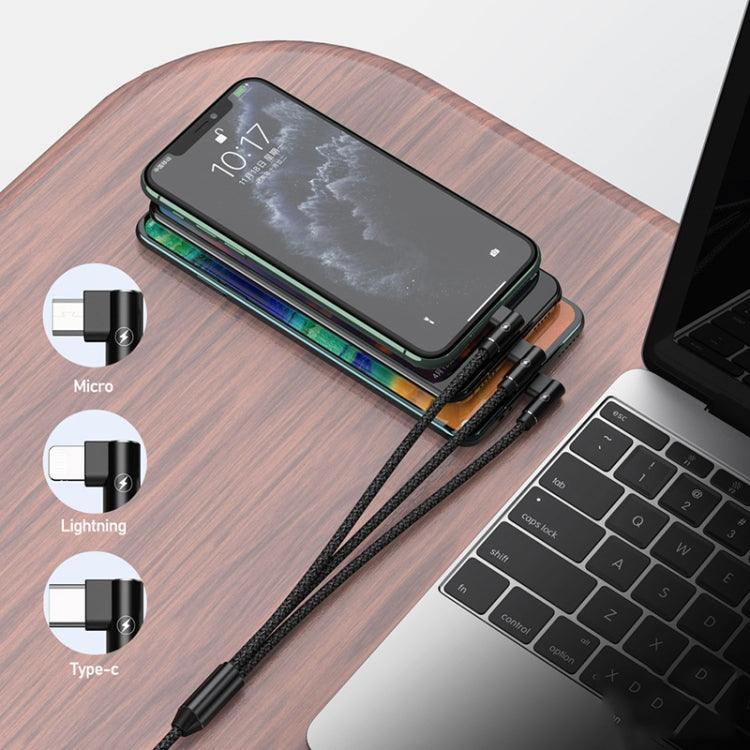 REMAX RC167th 3 in 1 2.1A USB to 8 Pin USBC / TypeC Micro USB Range Series สายชาร์จข้อศอก ความยาวสายเคเบิล: 1 ม.