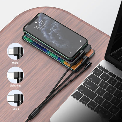 REMAX RC167th 3 in 1 2.1A USB to 8 Pin USBC / TypeC Micro USB Range Series สายชาร์จข้อศอก ความยาวสายเคเบิล: 1 ม.