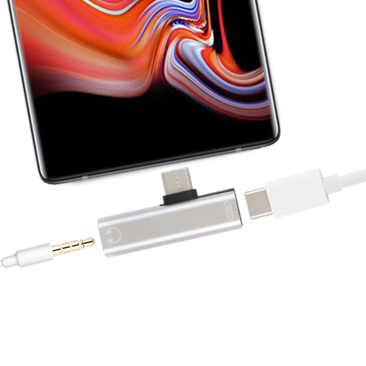 2 in 1 USB-C / Type-C ชายกับ USB-C / Type-C หญิง 3.5 มม. แจ็คชาร์จอะแดปเตอร์การฟัง