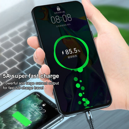 K061 1.2m 5A 3 in 1 USB ถึง 8 Pin USB-C / Type-C + Micro USB Round Fast Charging Data Cable