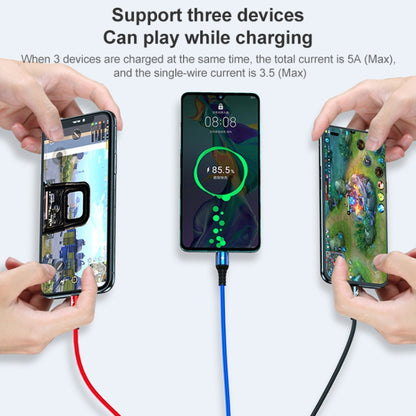 K061 1.2m 5A 3 in 1 USB ถึง 8 Pin USB-C / Type-C + Micro USB Round Fast Charging Data Cable