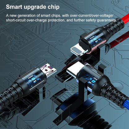 K061 1.2m 5A 3 in 1 USB ถึง 8 Pin USB-C / Type-C + Micro USB Round Fast Charging Data Cable