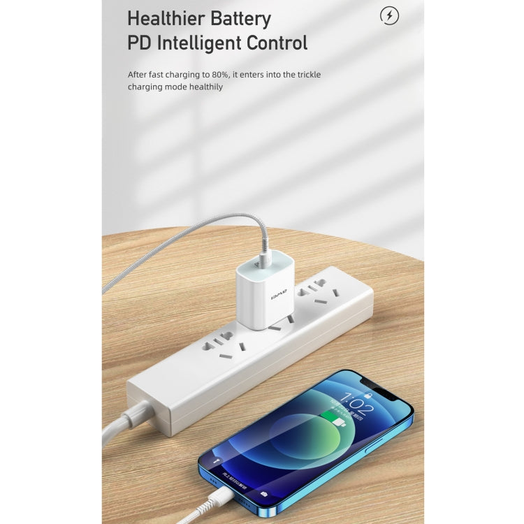 awei PD5 PD 20W Fast Charger Travel Charger Power Adapter พร้อมสายเคเบิล Type-C / USB-C ถึง 8 Pin, ปลั๊ก US