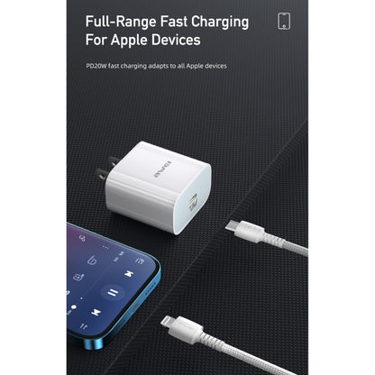 awei PD5 PD 20W Fast Charger Travel Charger Power Adapter พร้อมสายเคเบิล Type-C / USB-C ถึง 8 Pin, ปลั๊ก US