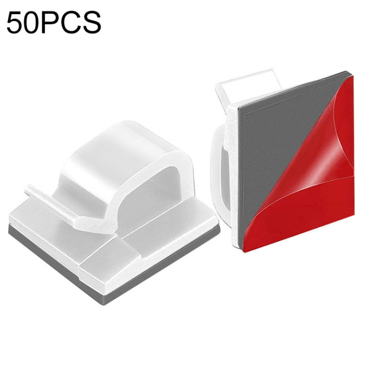 HG2392 50 PCS Desktop Data Cable Organizer Fixing Clip, ประเภทหมากฝรั่ง: 3M, 50 PCS / Red and Grey