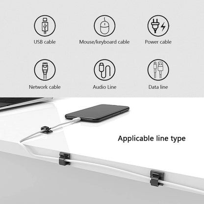 HG2392 100 PCS Desktop Data Cable Organizer Fixing Clip, Gum Type: สีเขียวและสีขาว, 100 PCS
