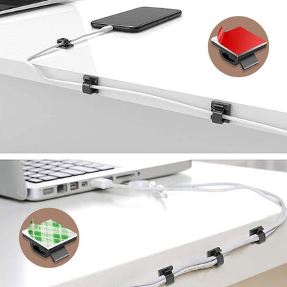 HG2392 100 PCS Desktop Data Cable Organizer Fixing Clip, Gum Type: สีเขียวและสีขาว, 100 PCS