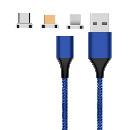 M11 3 in 1 3A USB ถึง 8 พิน Micro USB USBC / TypeC สายเคเบิลข้อมูลแม่เหล็กแบบถักไนลอน ความยาวสายเคเบิล: 2 ม., 8 Pin + Micro USB + USB-C / Type-C