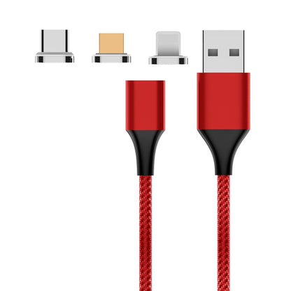M11 3 in 1 3A USB ถึง 8 พิน Micro USB USBC / TypeC สายเคเบิลข้อมูลแม่เหล็กแบบถักไนลอน ความยาวสายเคเบิล: 2 ม., 8 Pin + Micro USB + USB-C / Type-C