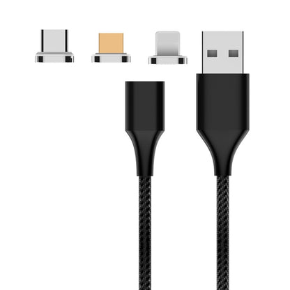 M11 3 in 1 5A USB ถึง 8 พิน Micro USB USBC / TypeC สายเคเบิลข้อมูลแม่เหล็กแบบถักไนลอน ความยาวสายเคเบิล: 2 ม., 8 Pin + Micro USB + USB-C / Type-C