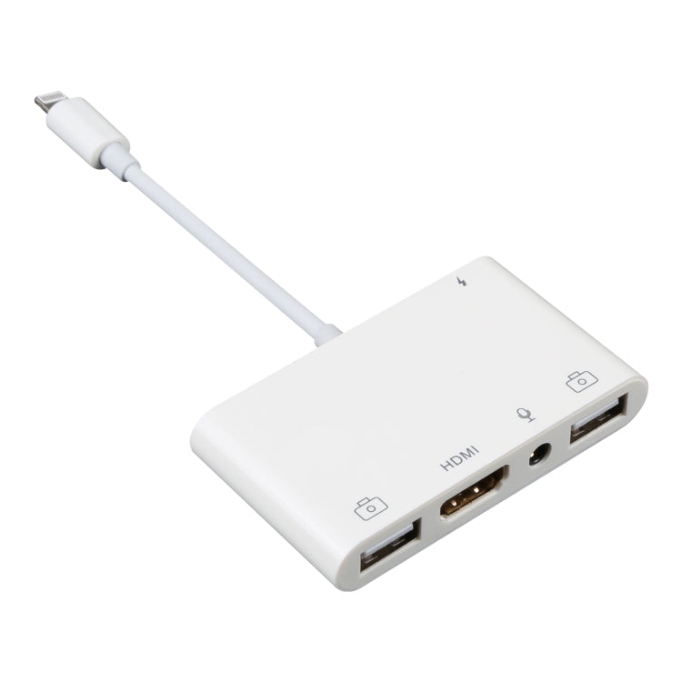 4 in 1 8 Pin to Dual USB + 3.5 มม. AUX + HDMI OTG Audio อะแดปเตอร์ AV ดิจิตอล