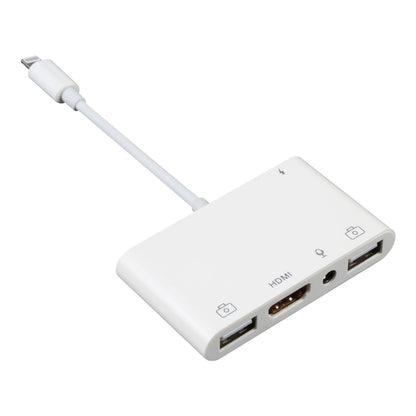 4 in 1 8 Pin to Dual USB + 3.5 มม. AUX + HDMI OTG Audio อะแดปเตอร์ AV ดิจิตอล
